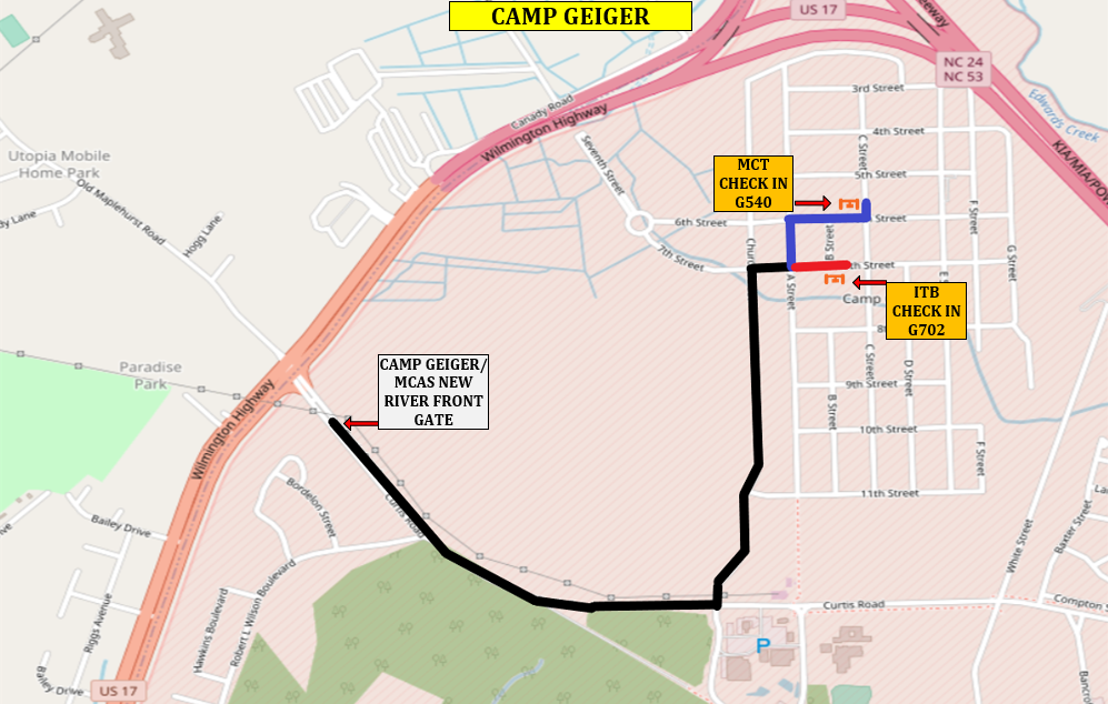 Entry Level Students Map of Camp Geiger